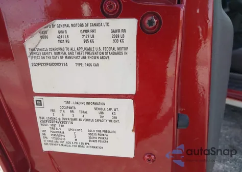 1997 Pontiac Firebird Trans Am z USA, uszkodzony, nr VIN 2G2FV22P4V2203114